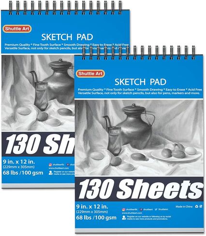 كتاب رسم مكوك آرت 260 ورقة، 22.86 سم × 30.48 سم، 30.82 كجم/100 جم/م2، لوحة رسم حلزونية ملزمة in Kuwait