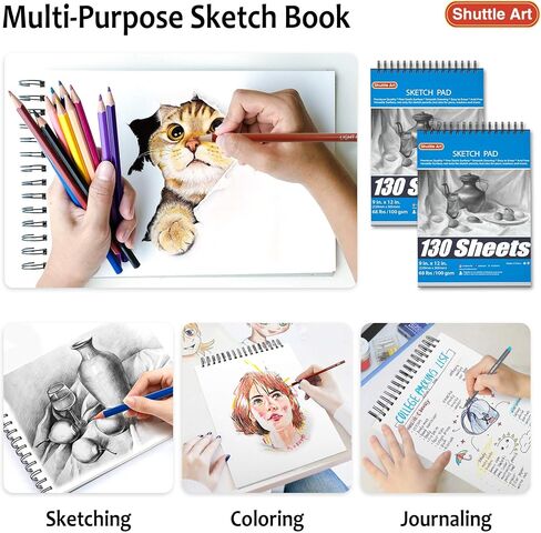 كتاب رسم مكوك آرت 260 ورقة، 22.86 سم × 30.48 سم، 30.82 كجم/100 جم/م2، لوحة رسم حلزونية ملزمة in Kuwait
