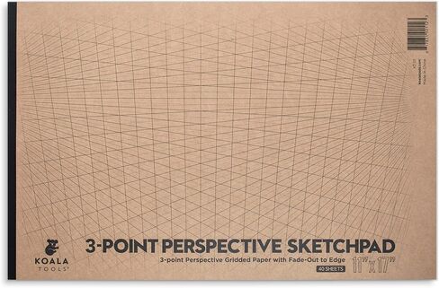 Koala Tools | Drawing Perspective (1 and 2-Point) Large Sketch Pad (1 Point - 9 x 12) in Kuwait