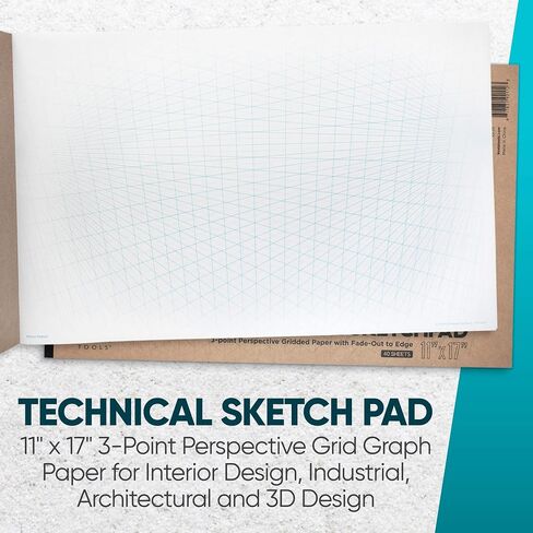 Koala Tools | Drawing Perspective (1 and 2-Point) Large Sketch Pad (1 Point - 9 x 12) in Kuwait