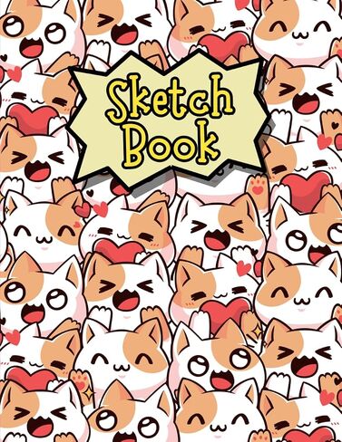 Drawing Pad For Kids: Blank Paper Sketch Book for Drawing Practice. 120 Pages 8.5 x 11 Large Sketchbook for Kids Ages 4-12. Notebook For Sketching, ... Writing Etc. Kawaii Chibi Cats Cover Design. in Saudi Arabia