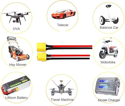 CenryKay XT60 Plug Male Female Connector with Sheath Housing Connector XT60pw Cable with 4inch 12AWG Wire(4Pairs) in Kuwait