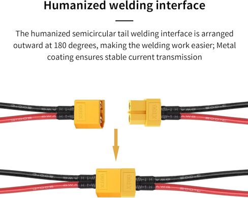 CenryKay XT60 Plug Male Female Connector with Sheath Housing Connector XT60pw Cable with 4inch 12AWG Wire(4Pairs) in Kuwait