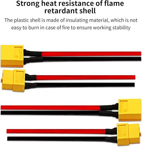 CenryKay XT60 Plug Male Female Connector with Sheath Housing Connector XT60pw Cable with 4inch 12AWG Wire(4Pairs) in Kuwait