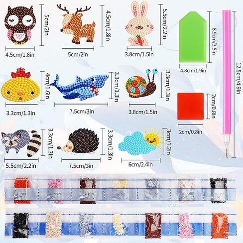 43Pcs 5D Diamond Painting Stickers Kits for Kids,Animal Diamond Painting Stickers by Numbers,DIY Diamond Art Mosaic Stickers,Art Craft Animal Stickers Painting with Diamonds for Kids Beginners in Kuwait