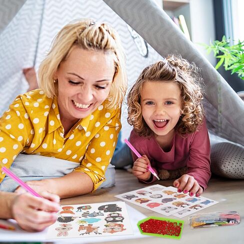 43Pcs 5D Diamond Painting Stickers Kits for Kids,Animal Diamond Painting Stickers by Numbers,DIY Diamond Art Mosaic Stickers,Art Craft Animal Stickers Painting with Diamonds for Kids Beginners in Kuwait