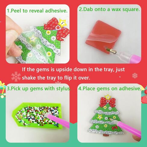 QINGQIU Christmas 5D Diamond Painting Arts and Crafts - Make Your Own Christmas GEM Keychains - for Kids Christmas Crafts Christmas Toys Stocking Stuffers Party Favors Gifts in Kuwait