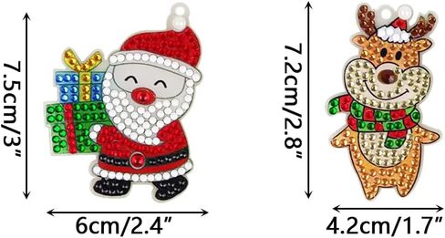 QINGQIU Christmas 5D Diamond Painting Arts and Crafts - Make Your Own Christmas GEM Keychains - for Kids Christmas Crafts Christmas Toys Stocking Stuffers Party Favors Gifts in Kuwait