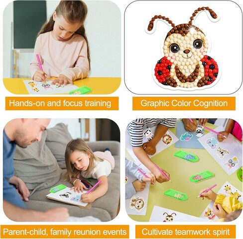 JM House 5D Diamond Painting Stickers Kits for Kids, 12Pcs Animals Gem Diamond Art for Kids,DIY Mosaic Stickers with Dots, Arts and Crafts Best Tween Gifts for Boys and Girls Age 4-6,6-8,8-10 in Saudi Arabia