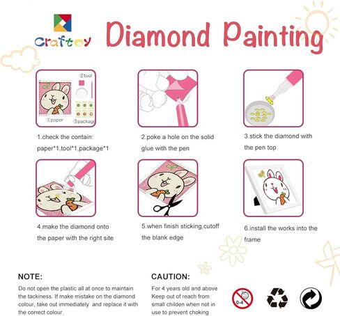 Craftoy 5D الماس مجموعات الطلاء للأطفال 7.1 بوصة × 7.1 بوصة إطار خشبي الفنون والحرف الماسية للأطفال ملصقات جوهرة الفسيفساء حسب عدد مجموعات DIY اللوحة الفنون الحرف العرض مجموعة التطريز هدية (F-يونيكورن) in Kuwait