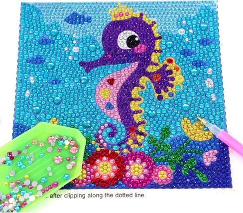 Craftoy 5D الماس مجموعات الطلاء للأطفال 7.1 بوصة × 7.1 بوصة إطار خشبي الفنون والحرف الماسية للأطفال ملصقات جوهرة الفسيفساء حسب عدد مجموعات DIY اللوحة الفنون الحرف العرض مجموعة التطريز هدية (F-يونيكورن) in Kuwait