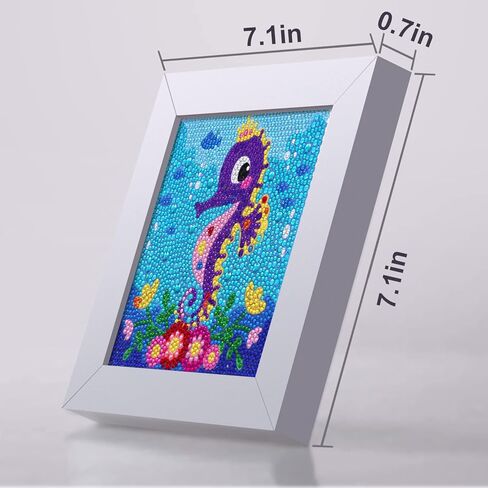Craftoy 5D الماس مجموعات الطلاء للأطفال 7.1 بوصة × 7.1 بوصة إطار خشبي الفنون والحرف الماسية للأطفال ملصقات جوهرة الفسيفساء حسب عدد مجموعات DIY اللوحة الفنون الحرف العرض مجموعة التطريز هدية (F-يونيكورن) in Kuwait