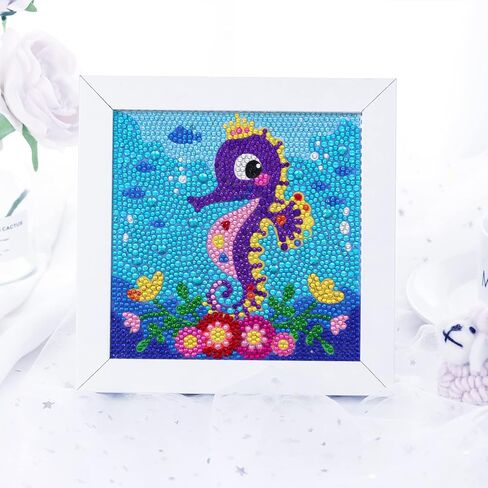 Craftoy 5D الماس مجموعات الطلاء للأطفال 7.1 بوصة × 7.1 بوصة إطار خشبي الفنون والحرف الماسية للأطفال ملصقات جوهرة الفسيفساء حسب عدد مجموعات DIY اللوحة الفنون الحرف العرض مجموعة التطريز هدية (F-يونيكورن) in Kuwait