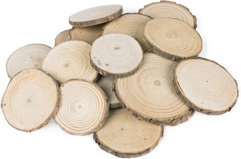 Mini Assorted Size Natural Color Tree Bark Wood Slices Round Log Discs for Arts & Crafts, Home Hanging Decorations, Event Ornaments (5-8cm, 20pcs) in Saudi Arabia