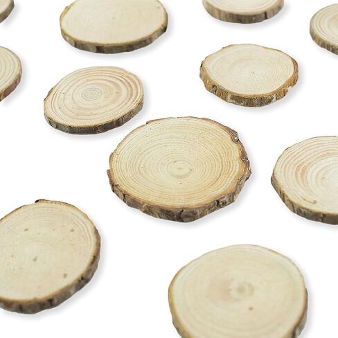 Mini Assorted Size Natural Color Tree Bark Wood Slices Round Log Discs for Arts & Crafts, Home Hanging Decorations, Event Ornaments (5-8cm, 20pcs) in Saudi Arabia