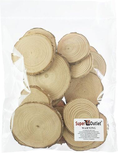 Mini Assorted Size Natural Color Tree Bark Wood Slices Round Log Discs for Arts & Crafts, Home Hanging Decorations, Event Ornaments (5-8cm, 20pcs) in Saudi Arabia