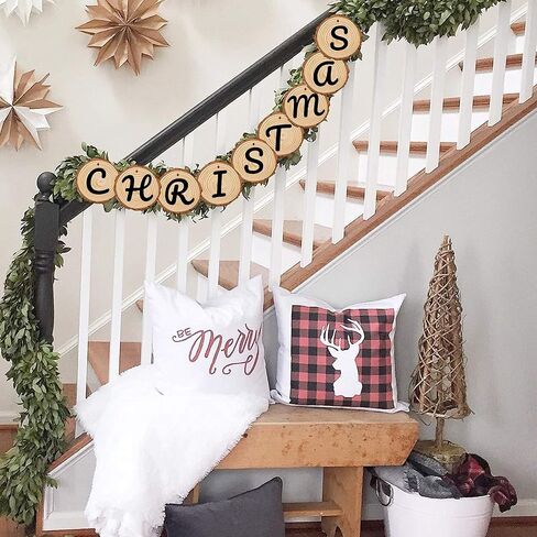 شرائح خشبية طبيعية مع فتحات من ATDAWN، 30 قطعة دوائر خشبية غير مكتملة مقاس 3.5-4 بوصات، مجموعة خشبية يدوية، زخارف عيد الميلاد مصنوعة يدويًا in Kuwait