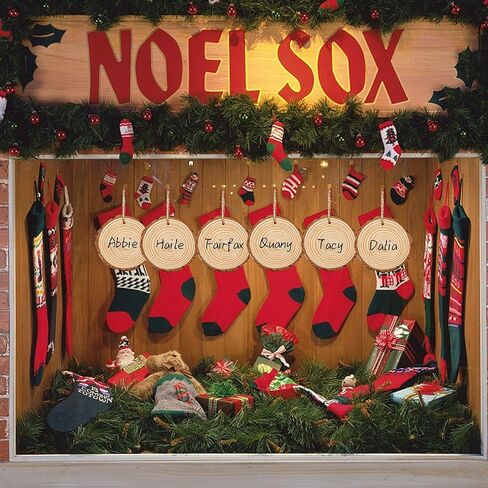 شرائح خشبية طبيعية مع فتحات من ATDAWN، 30 قطعة دوائر خشبية غير مكتملة مقاس 3.5-4 بوصات، مجموعة خشبية يدوية، زخارف عيد الميلاد مصنوعة يدويًا in Kuwait