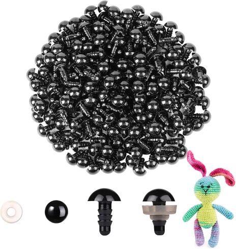 MUCUNNIA 200pcs 10mm عيون السلامة لأميجورومي مع غسالات عيون السلامة البلاستيكية السوداء لحرف الكروشيه عيون السلامة DIY بها بنفسك زينة عيد الهالوين الكروشيه الحيوانات المحشوة صياغة in Kuwait