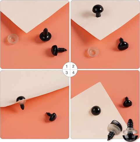 300 قطعة من عيون وانف اميجورومي 6-12 ملم من الكروشيه، عيون امان بلاستيكية للكروشيه مع حلقات عيون امان سوداء للحيوانات المحشوة والحرف اليدوية تيدي بير in Kuwait