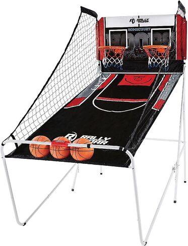 لعبة ESPN Rally and Roar Indoor Home 2 Player Hoop Dual Shootout لكرة السلة مع ألعاب محددة مسبقًا، لوحة نتائج LED، شبكة جانبية، 3 كرات سلة ومضخة in Kuwait