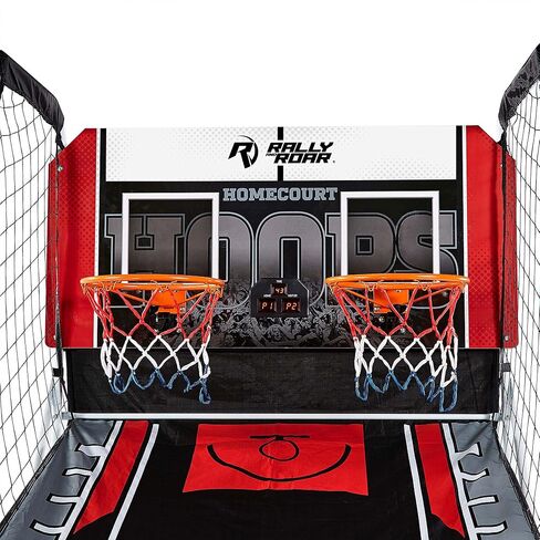لعبة ESPN Rally and Roar Indoor Home 2 Player Hoop Dual Shootout لكرة السلة مع ألعاب محددة مسبقًا، لوحة نتائج LED، شبكة جانبية، 3 كرات سلة ومضخة in Kuwait