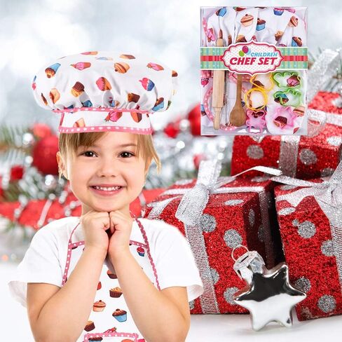 HmiL-U Chef Set for Kids - 13 Pcs Kids Cooking and Baking Set Includes Kids Apron, Chef Hat, Utensils, Cooking Mitt for Kids Chef Role Play Set , Gift for 3 Year Old Girls and up(Blue) in Kuwait