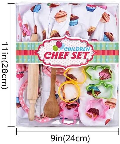 HmiL-U Chef Set for Kids - 13 Pcs Kids Cooking and Baking Set Includes Kids Apron, Chef Hat, Utensils, Cooking Mitt for Kids Chef Role Play Set , Gift for 3 Year Old Girls and up(Blue) in Kuwait