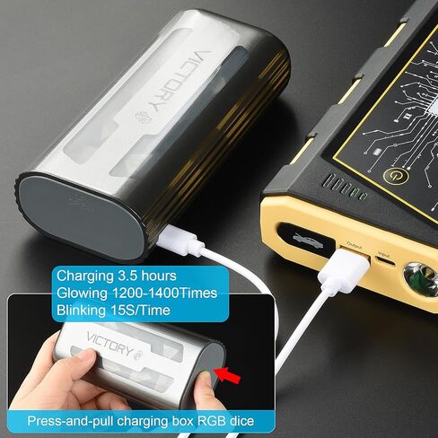 مجموعة نرد DND LED قابلة لإعادة الشحن من LOOKDNDS مع صندوق شحن - نرد LED، نرد مضيء مقاوم للماء، 7 قطع من النرد الإلكتروني المتوهج والزنزانات والتنينات - مجموعة D&D متعددة السطوح للعبة طاولة آر بي جي in Kuwait