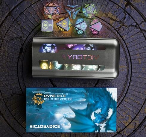 مجموعة نرد DND LED قابلة لإعادة الشحن من LOOKDNDS مع صندوق شحن - نرد LED، نرد مضيء مقاوم للماء، 7 قطع من النرد الإلكتروني المتوهج والزنزانات والتنينات - مجموعة D&D متعددة السطوح للعبة طاولة آر بي جي in Kuwait