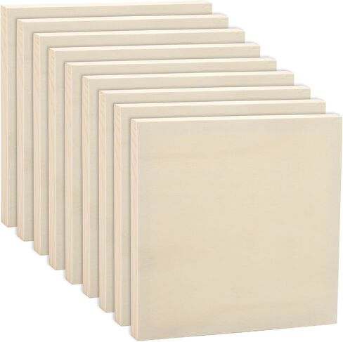 Frcctre 9 Pack 8 x 8 Inch Unfinished Wood Panel Boards, Square Wooden Cradled Painting Canvas Boards Wood Paint Pouring Panels for DIY Art Crafts Projects, Pouring, Painting, Drawing in Saudi Arabia