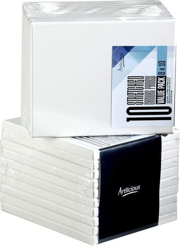 لوحات قماشية فنية للرسم - 10 عبوات بيضاء، لوحات قماشية فارغة مقاس 8 × 10 بوصة - لوحات فنية ممتدة للاستخدام مع الطلاء الزيتي والأكريليك - لوازم فنية للبالغين والأطفال in Kuwait