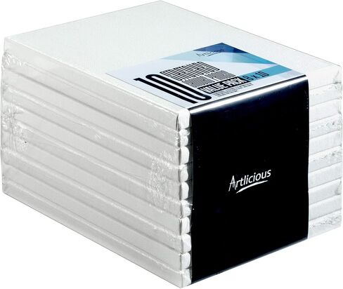 لوحات قماشية فنية للرسم - 10 عبوات بيضاء، لوحات قماشية فارغة مقاس 8 × 10 بوصة - لوحات فنية ممتدة للاستخدام مع الطلاء الزيتي والأكريليك - لوازم فنية للبالغين والأطفال in Kuwait