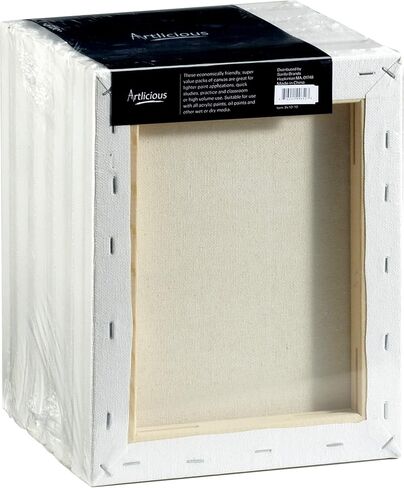 لوحات قماشية فنية للرسم - 10 عبوات بيضاء، لوحات قماشية فارغة مقاس 8 × 10 بوصة - لوحات فنية ممتدة للاستخدام مع الطلاء الزيتي والأكريليك - لوازم فنية للبالغين والأطفال in Kuwait