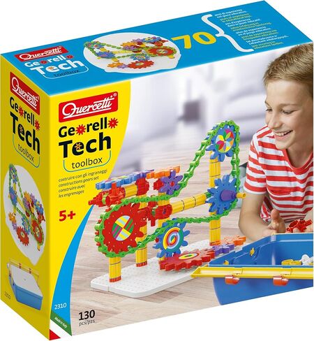 مجموعة بناء جيوريلو تولبوكس مع تروس وسلسلة - تتضمن 130 عنصر بناء، تعزز التعلم والهندسة والرياضيات، صُنعت في إيطاليا، للأطفال من سن 5 سنوات فما فوق in Kuwait