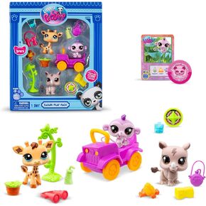 Littlest Pet Shop، Safari Play Pack - Gen 7، الحيوانات الأليفة #53، #54، #55، شكل رأس هزاز أصلي من LPS، لعبة حيوانات خيالية قابلة للتجميع، للأطفال والبنات والأولاد والأطفال والمراهقين من عمر 4 سنوات فما فوق in Kuwait