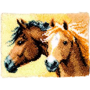 TEZKIM DIY Latch Hook Rug Kits for Adults Kids Beginners Doormat Horse Tapestry Kits with Printed Canvas Carpet Rug Making Kits Needlework Creative Gift Home Decoration 20.5Inch X13.8Inch in Kuwait