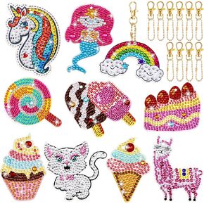 MTLEE 10 Sets Arts and Crafts for Kids Ages 8-12 5D Diamond Painting Keychain Kits Gem Art Kits for Girls Crafts Gem Painting Kits Diamond Art Gift Idea for Age 4, 5, 6, 7, 8, 9, 10-12 (Sweets)