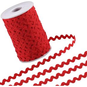 GORGECRAFT 50m x 5mm RIC Rac Trim Ribbon Red Wave Bending Fringe Trim Woven Braided Webbing Edge Fabric Lace for DIY Sewing Crafts Wedding Dress Clothes Embellishment Party Gift Wrapping Decor
