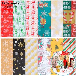 JroyJoy Christmas Tissue Paper 12 Colors 120 Sheets 19.7" X 19.7" Holiday Gift Wrapping Tissue Paper for Xmas Gift Boxes Bags Xmas Gift Wrapping Paper for Wine Bottles Gift Tissue Paper in Kuwait
