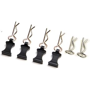MOHERO Metal RC Body Clips Pins with Pull Tabs for 1/10 Axial SCX10 RC Model Crawler Car Pack of 6 (Black)