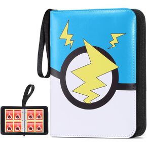 FAMOMI Card Binder 4-Pocket, Trading Card Collector with 50 Removable Sleeves, 400 Cards Pocket Portable Album Holder Book(Red)