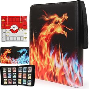 Trading Card Binder - 9-Pocket Storage Album For Trading Cards - Quality Stitched Card Binder Sleeves, Side-Loading Pockets, Durable Zipper - 60 Pages Holds 540 Cards - 13x11x2" (Black) in Kuwait