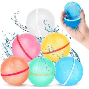 Reusable Water Balloons Refillable Water Bomb Splash Balls Quick Fill Self Sealing (16 Pack)