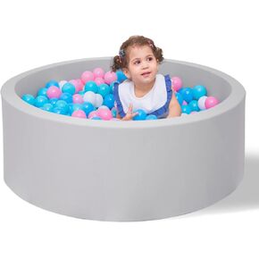 Foam Ball Pit for Toddlers 35.4 x 11.8 inch Soft Round Baby Ball Pit for Babies Playroom and Indoor Outdoor, Baby Playpen Ball Pool Ball Pit of Ideal Gift for Children - Grey in Kuwait