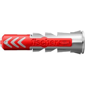 Fischer DuoPower 1/4" x 1-3/16"، قابس عالمي قوي مزود بتقنية ذكية مكونة من مكونين للتثبيت في الخرسانة والطوب وألواح الجبس والألواح الخشبية وما إلى ذلك، 100 قابس بدون براغي in Saudi Arabia