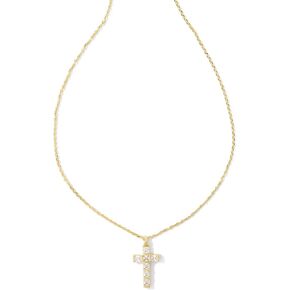 قلادة جرايسي كروس للنساء من كيندرا سكوت، قلادة قصيرة باللون الذهبي والأبيض والكريستال مقاس واحد in Kuwait
