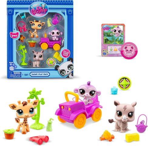 Littlest Pet Shop، Safari Play Pack - Gen 7، الحيوانات الأليفة #53، #54، #55، شكل رأس هزاز أصلي من LPS، لعبة حيوانات خيالية قابلة للتجميع، للأطفال والبنات والأولاد والأطفال والمراهقين من عمر 4 سنوات فما فوق in Kuwait