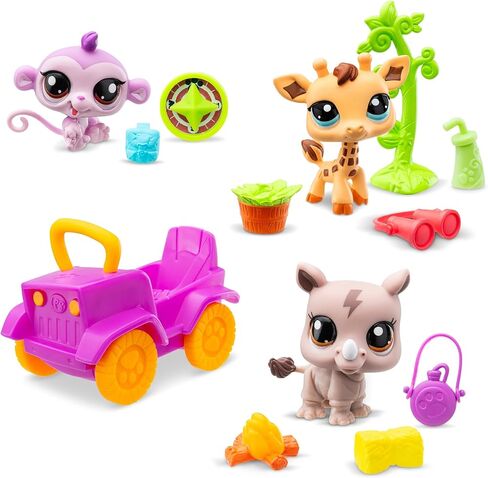 Littlest Pet Shop، Safari Play Pack - Gen 7، الحيوانات الأليفة #53، #54، #55، شكل رأس هزاز أصلي من LPS، لعبة حيوانات خيالية قابلة للتجميع، للأطفال والبنات والأولاد والأطفال والمراهقين من عمر 4 سنوات فما فوق in Kuwait