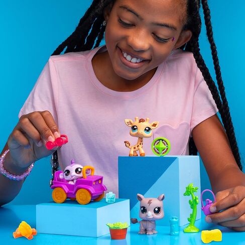 Littlest Pet Shop، Safari Play Pack - Gen 7، الحيوانات الأليفة #53، #54، #55، شكل رأس هزاز أصلي من LPS، لعبة حيوانات خيالية قابلة للتجميع، للأطفال والبنات والأولاد والأطفال والمراهقين من عمر 4 سنوات فما فوق in Kuwait
